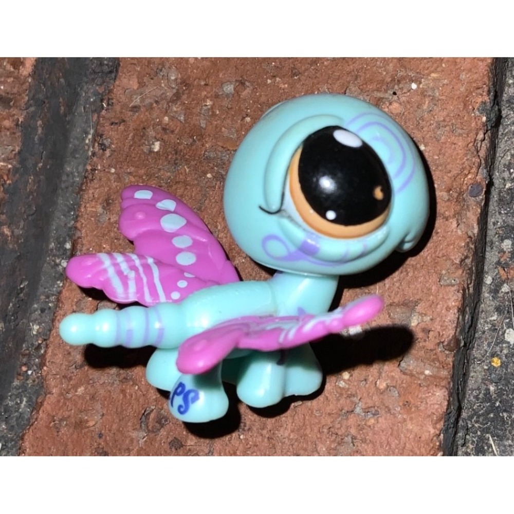 Hasbro Littlest Pet Shop Teal Pink Dragonfly Bobble Head Figure LPS